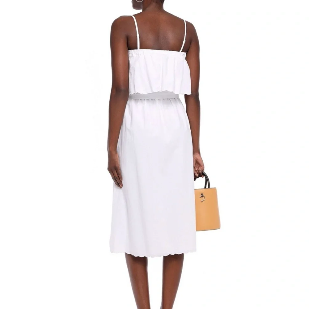 NWT Joie Rindinya Ruffled Scalloped Midi Dress White S